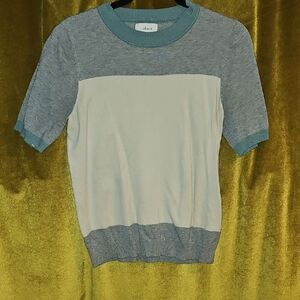 Bohme Gray and Cream Colorblock Blouse